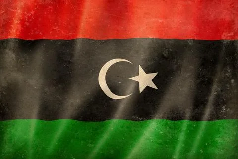 Old vintage flag of Libya, worn and stained Stock Illustration