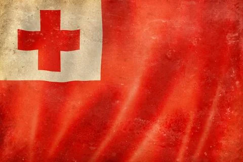 Old vintage flag of Tonga, worn and stained Stock Illustration