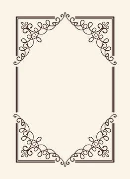 Old Vintage Frame with Cut Angles and Thin Swirls 스톡 일러스트