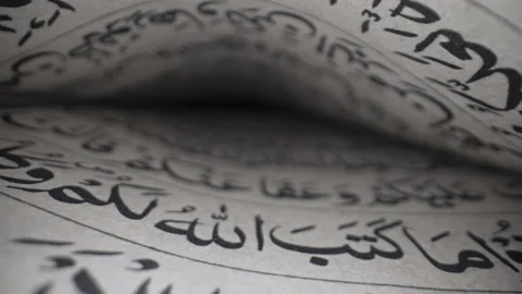 Old Vintage Handwritten Calligraphy Scriptures Of Muslim Holy Book. Exploring Video stock 288720315
