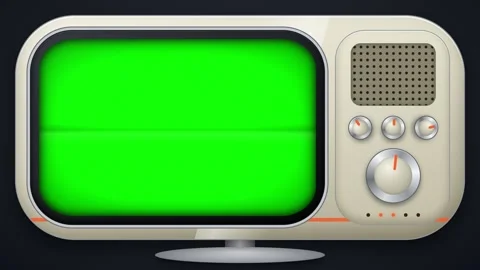 Old vintage loop television display with green screen Видео 348059339