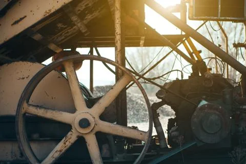 Old vintage machine engine with rotor Stock Photos