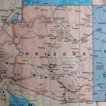 Old vintage map of Arizona. Stock Photos