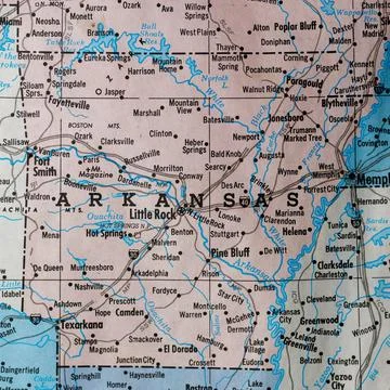 Old vintage map of Arkansas. Stock Photos