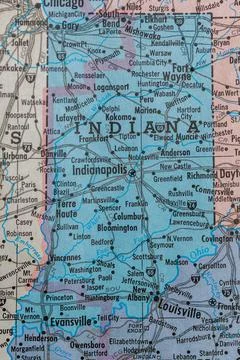 Old vintage map of Indiana. Stock Photos