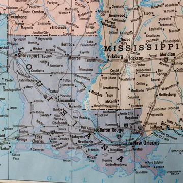 Old vintage map of Louisiana. Stock Photos