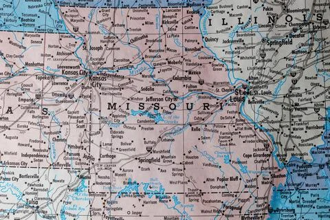 Old vintage map of Missouri. Stock Photos