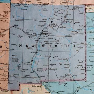 Old vintage map of New Mexico. Stock Photos