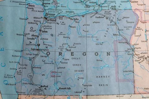 Old vintage map of Oregon. Stock Photos