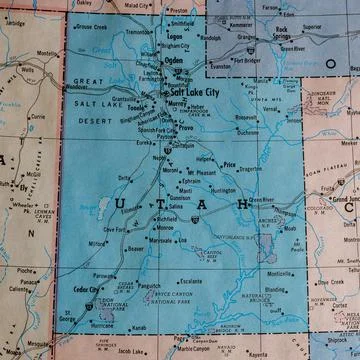 Old vintage map of Utah. Stock Photos