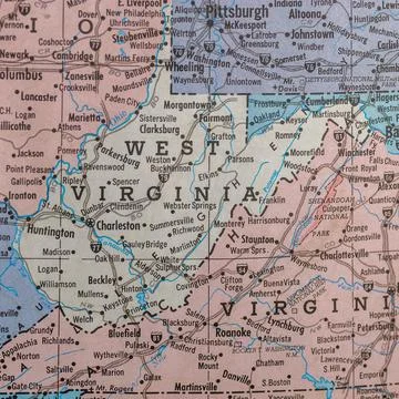 Old vintage map of West Virginia. Stock Photos