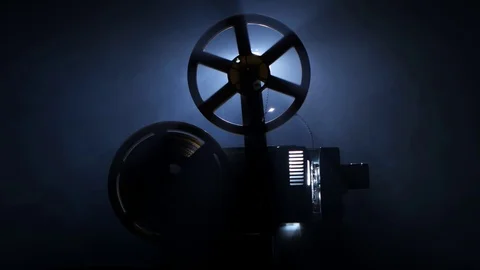 Old vintage movie projector end of the f, Stock Video