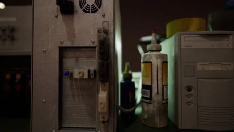 Old vintage personal computer workspace Stock Footage 229774459