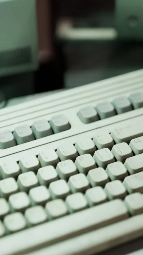 Old vintage personal computer workspace Stock Footage 276379671