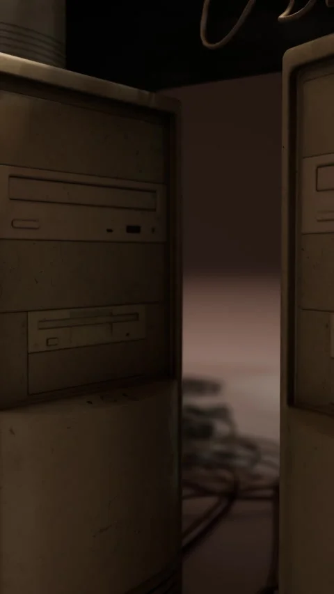 Old vintage personal computer workspace Stock Footage 279413064