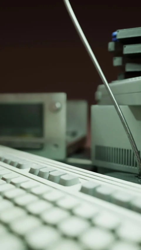 Old vintage personal computer workspace Stock Footage 306303501