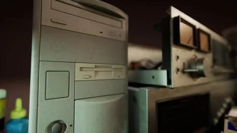 Old vintage personal computer workspace Stock Illustration