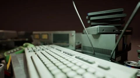 Old vintage personal computer workspace Stock Illustration