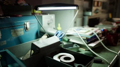 Old vintage personal computer workspace Stock Illustration