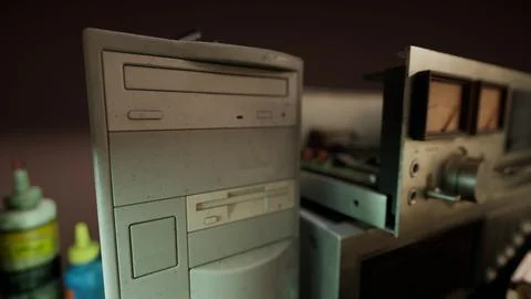 Old vintage personal computer workspace Stock Illustration