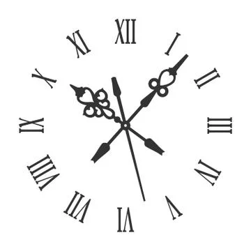 Old vintage retro clock face with roman digits Stock Illustration