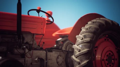Old vintage retro tractor Stock Footage 129881214