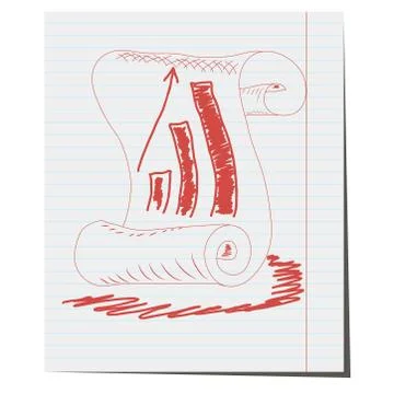 Old vintage scroll with analytical schedule drawn by hand イラスト素材