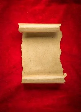 Old vintage scroll on red background Fotos de archivo