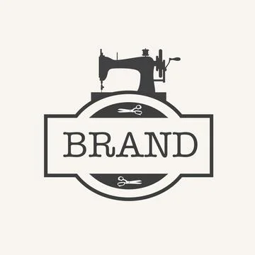Old vintage sewing machine with scissors with place for brand name Stock Illustration