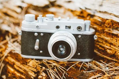 Old Vintage Small-Format Rangefinder Camera, 1950-1960s Stock Photos