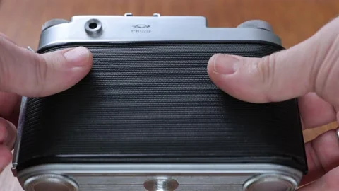The old vintage soviet film rangefinder camera, released in USSR Stock Footage 168324341