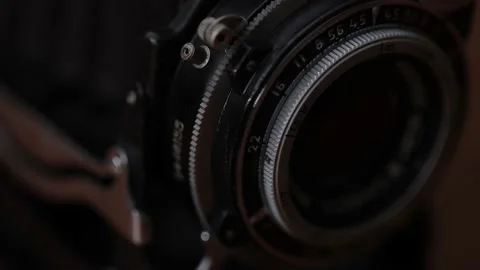 The old vintage soviet Rangefinder medium format film camera, released in USS Stock Footage 168323854