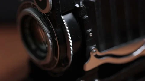 The old vintage soviet Rangefinder medium format film camera, released in USS Stock Footage 168323911