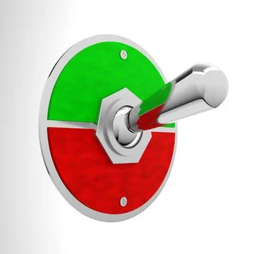 Old Vintage Toggle Switch with Green and Red Colour - 3D Illustration Stock Illustration