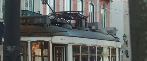 An old vintage tram closing its doors Stock Footage 151395112