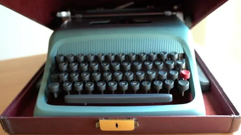 Old vintage typewriter with mechanical old fashioned keyboard 4k Stock Footage 200050589