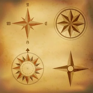 Old vintage windrose compass Stock Illustration