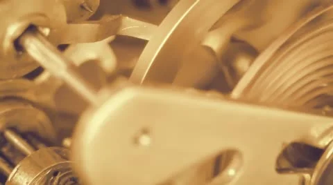 Old Vintage Working Clock Gear Stock Footage 47855905