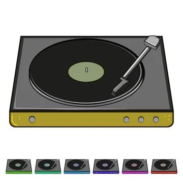 Old vinyl player cartoon vector graphic Stock Illustration