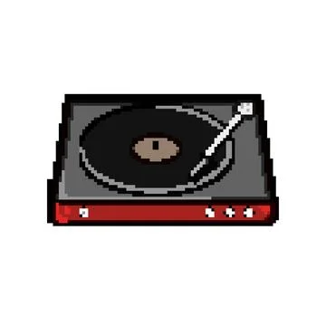 Old vinyl player pixel art vector illustration Stock Illustration