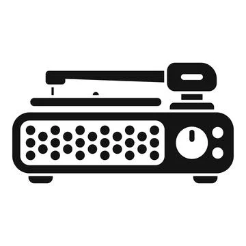 Old vinyl record player with large speaker grille playing music icon Ilustración de archivo