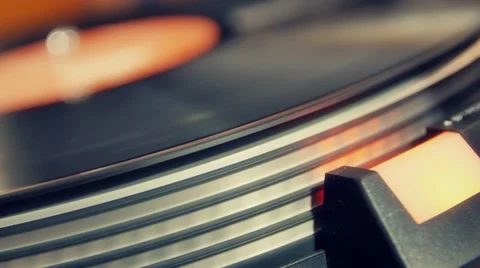 Old  vinyl record playing close up Stock Footage 52680615
