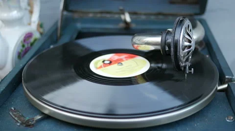 Old Vinyl Record Spinning Stock-Footage 64050845