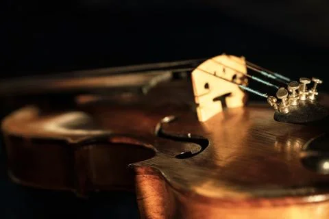 Old violin close up Stock Photos