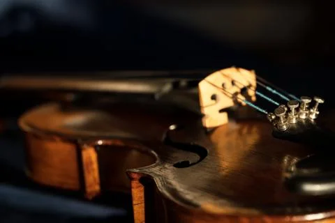 Old violin close up Stock Photos