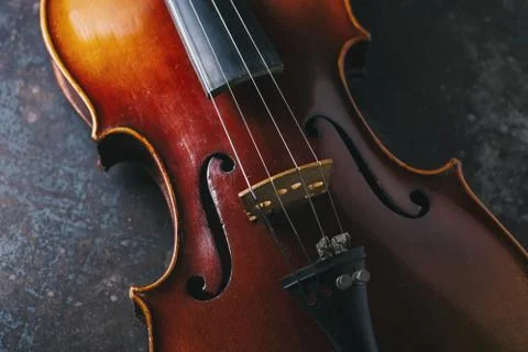 Old Violin on dark background Stock Photos
