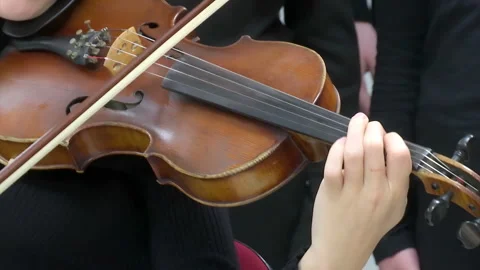 Old Violin in the Hands of an Artist Stock Footage 322533450