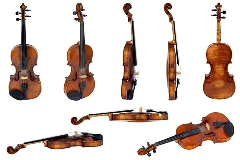 Old violin, isolated on a white background Stock Photos