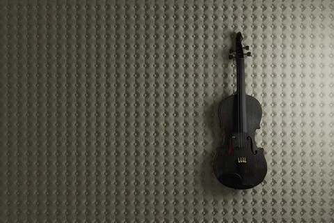 Old violin lying on the leather texture background Stock Illustration