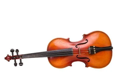 Old violin on white background Foto stock